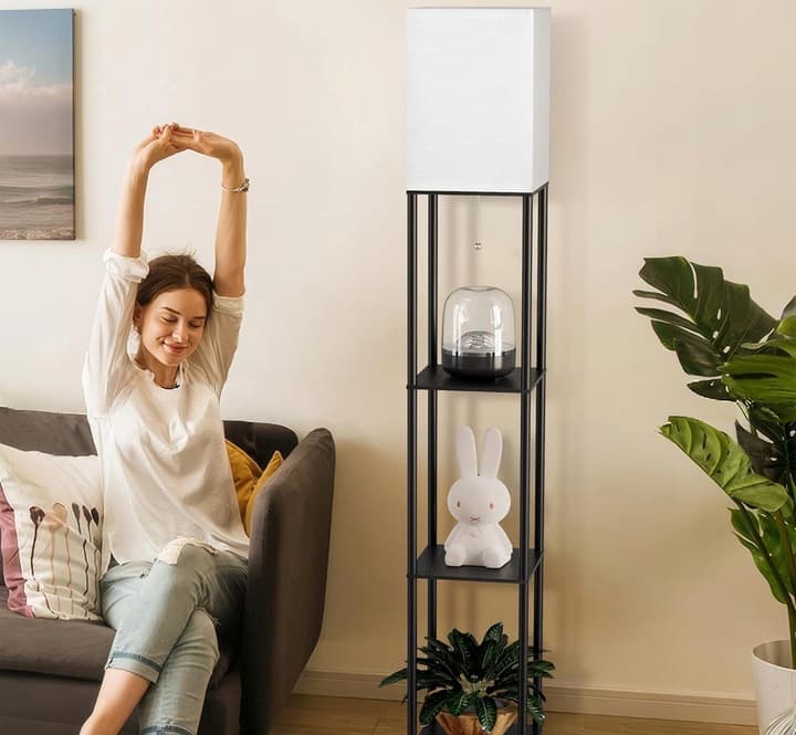 Lampa Stojąca Podłogowa Lampka LED E27 Półka Regał 2w1 Do Czytania 160cm