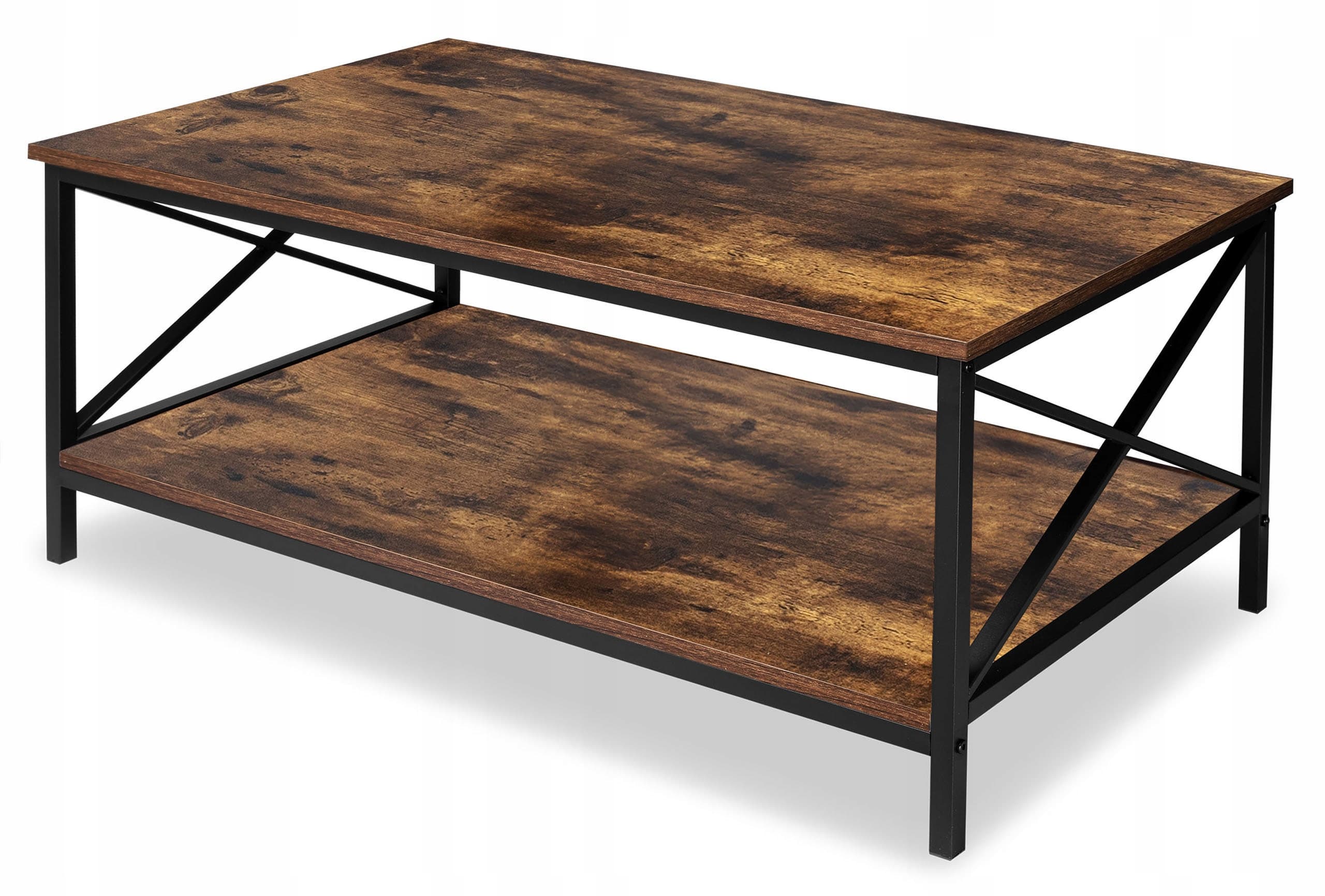 STOLIK KAWOWY RUSTYKALNY ŁAWA KAWOWA LOFT METALOWA Z PÓŁKĄ 100x55 cm